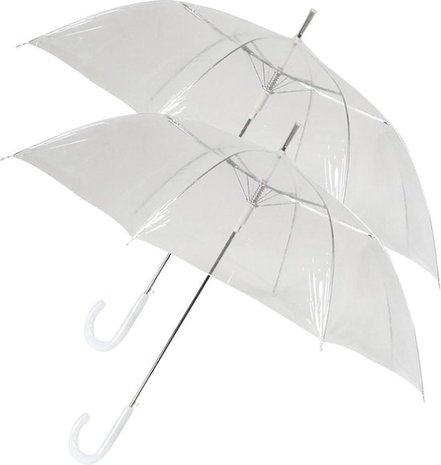 3x Transparent umbrellas with plastic handle 86 cm - Rain protection 3 pieces