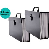Discountershop 2 stuks Map Met Handvat - Bestandsmap - Sorteermap - Officemap - Documentenmap - Archiefkast/koffer 36x26x 10 cm - Kantoor - Map - Papier - Office - Kantoor accessoires - Office mapping - Bureau - Office mappen - Kantoorartikelen
