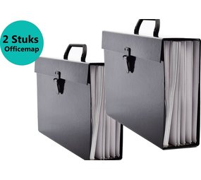Discountershop 2 stuks Map Met Handvat - Bestandsmap - Sorteermap - Officemap - Documentenmap - Archiefkast/koffer 36x26x 10 cm - Kantoor - Map - Papier - Office - Kantoor accessoires - Office mapping - Bureau - Office mappen - Kantoorartikelen