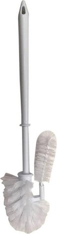 Discountershop Toilet brush 2 pieces with edge cleaner 38 cm white