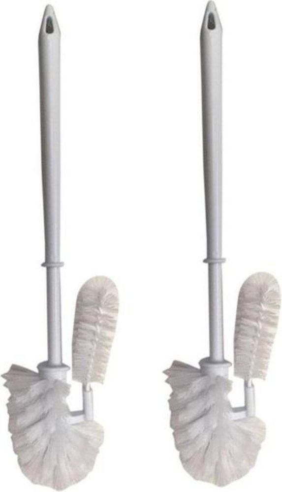 Discountershop Toilet brush 2 pieces with edge cleaner 38 cm white
