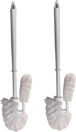 Discountershop Toiletborstel 2 stuks met randreiniger 38 cm wit Discountershop Toiletborstel 2 stuks met randreiniger 38 cm wit
