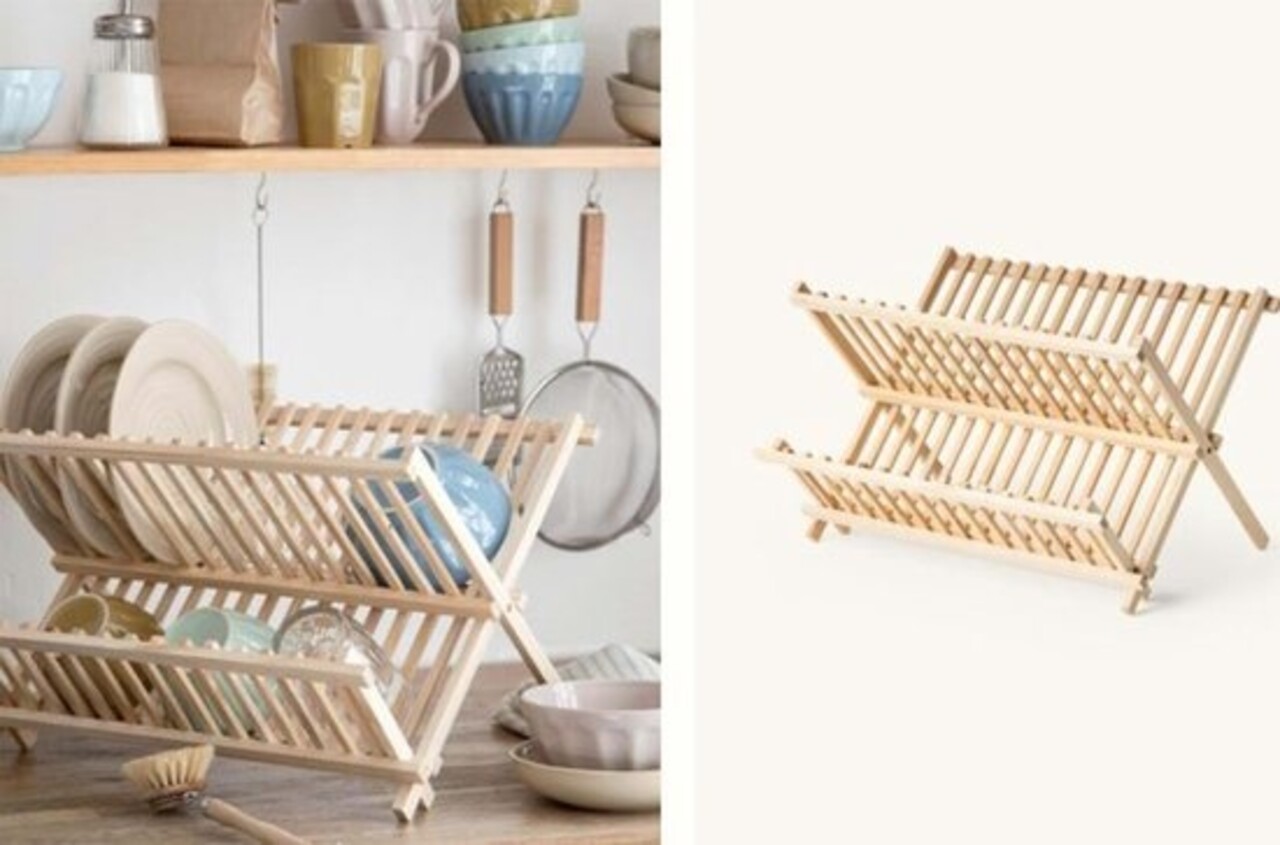 Merkloos Dish Rack - Wooden Dish Rack | Foldable | dish rack | bamboo wood | Sustainable | Pine wood 43x37x29cm - Brown Merkloos Dish Rack - Wooden Dish Rack | Foldable | dish rack | bamboo wood | Sustainable | Pine wood 43x37x29cm - Brown