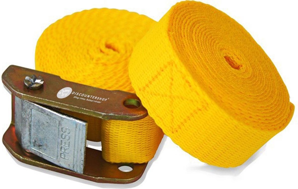 2X Quick release lashing strap 2.5 meters 100 Kg Yellow quick release
