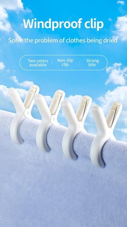 Discountershop Klemmen 12 stuks - Wasknijpers - 12 stuks - Wit en blauw 100% kunststof en dus roestvrij | Laten geen afdrukken achter Discountershop Klemmen 12 stuks - Wasknijpers - 12 stuks - Wit en blauw 100% kunststof en dus roestvrij | Laten geen afdrukken achter