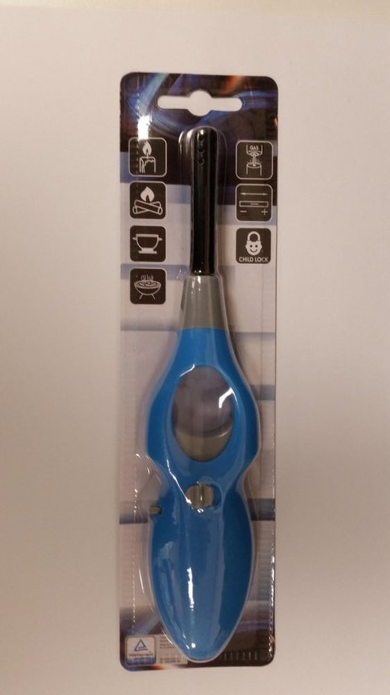 Merkloos Gasaansteker - Navulbaar met kinderbeveiliging - Blauw Merkloos Gasaansteker - Navulbaar met kinderbeveiliging - Blauw