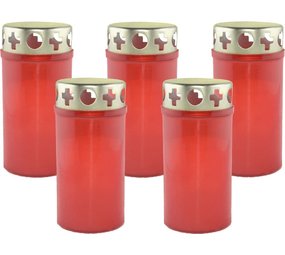 Merkloos 5pieces Memorial candle - Candle - Buy white candle - Memorial candles - Glass - White candle in glass - Candle holder - Memorial candle - Red - candle - candles