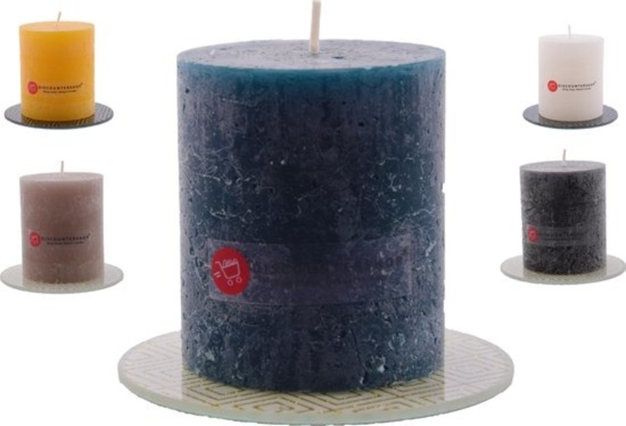 Discountershop Discountershop® | rustic candle Including coaster | Block candle 8 x 7 cm |  Taupe - 30 burning hours Discountershop Discountershop® | rustic candle Including coaster | Block candle 8 x 7 cm |  Taupe - 30 burning hours