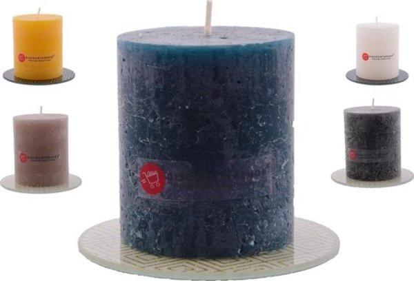 Discountershop Discountershop® | rustieke kaars Inclusief onderzetter| Stompkaars 8 x 7 cm| Taupe  - 30 branduren Discountershop Discountershop® | rustieke kaars Inclusief onderzetter| Stompkaars 8 x 7 cm| Taupe  - 30 branduren