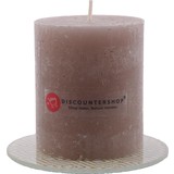 Discountershop Discountershop® | rustieke kaars Inclusief onderzetter| Stompkaars 8 x 7 cm|  Taupe  - 30 branduren Discountershop Discountershop® | rustieke kaars Inclusief onderzetter| Stompkaars 8 x 7 cm|  Taupe  - 30 branduren