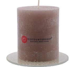 Discountershop Discountershop® | rustieke kaars Inclusief onderzetter| Stompkaars 8 x 7 cm|  Taupe  - 30 branduren Discountershop Discountershop® | rustieke kaars Inclusief onderzetter| Stompkaars 8 x 7 cm|  Taupe  - 30 branduren