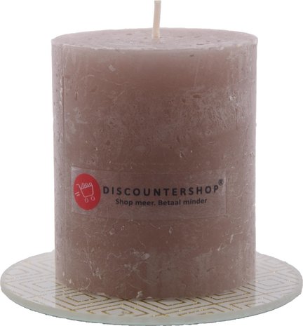 Discountershop Discountershop® | rustic candle Including coaster | Block candle 8 x 7 cm |  Taupe - 30 burning hours Discountershop Discountershop® | rustic candle Including coaster | Block candle 8 x 7 cm |  Taupe - 30 burning hours