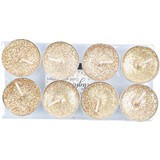 Merkloos Tea lights with 8 burning hours - Tea lights - Glitter tea lights - 8 Tea lights Glitter Gold