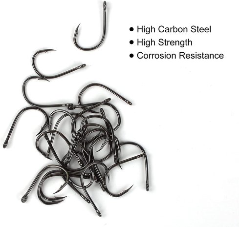 Fishing hooks - with Eye - 100 pieces - 10 Sizes - Fishing Accessories 