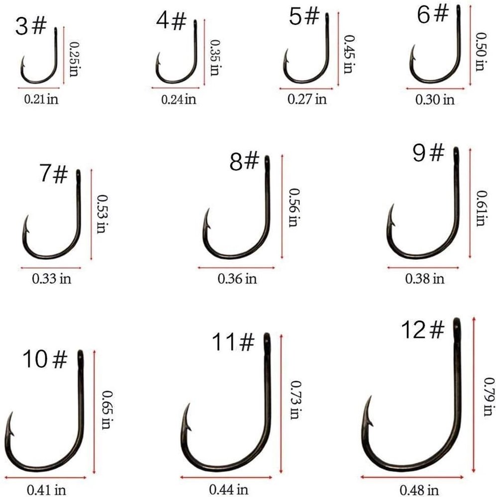 Merkloos Fishing hooks - with Eye - 100 pieces - 10 Sizes - Fishing Accessories Merkloos Fishing hooks - with Eye - 100 pieces - 10 Sizes - Fishing Accessories