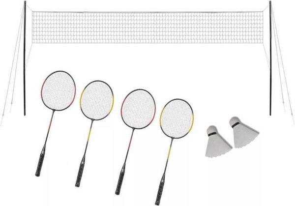 Merkloos Badminton set Including shuttles with net 4 players