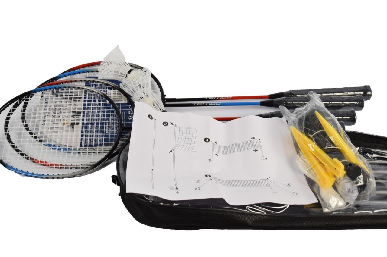 Merkloos Badminton set Including shuttles with net 4 players