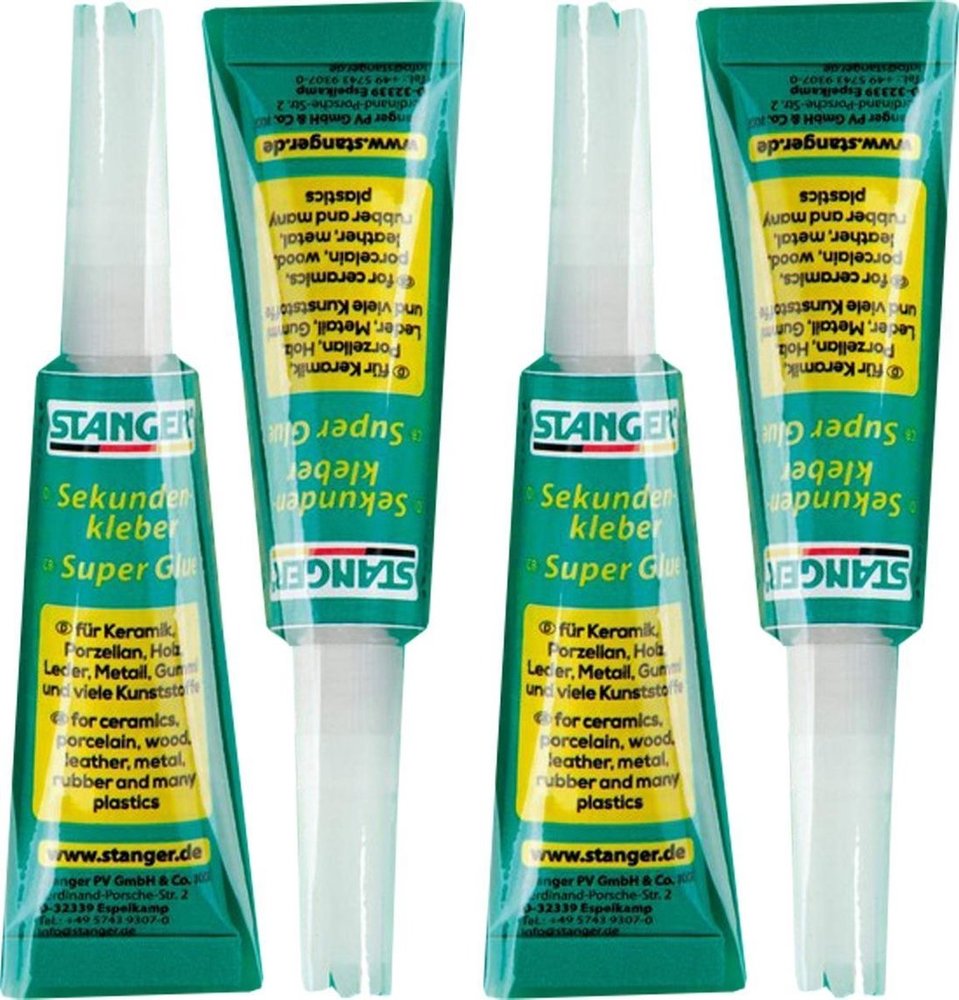 Stanger 4 X Superglue , super glue extra strong 3 gram per tube 4 X Superglue , super glue extra strong 3 gram per tube - Superglue for all purposes - Superglue - superglue - second - Superglue - Tube 12 gram