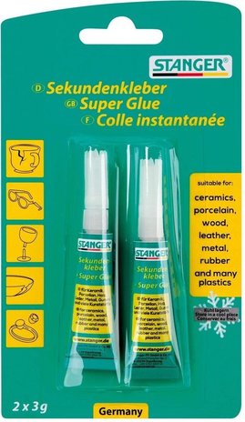 Stanger 4 X Superlijm , super glue extra strong 3 gram per tube 4 X Superlijm , super glue extra strong 3 gram per tube - Secondelijm voor alle doeleinden - Secondelijm - secondelijm - seconde - Superglue - Tube 12 gram