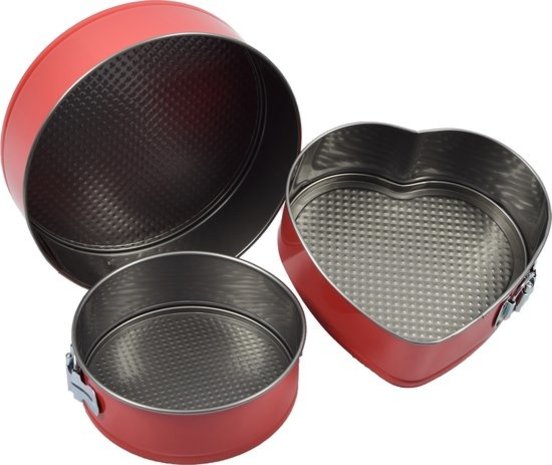 Merkloos Springvorm anti-aanbak 3 delig - Rond Ø 25 cm - Rond Ø 18 cm - Hart Ø 22 cm