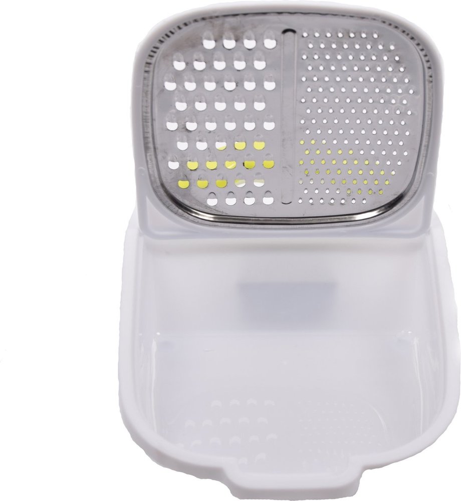 Merkloos Kitchen grater Plastic stainless steel| Grater with storage tray and lid -26.5x18.5x7cm -  Green Merkloos Kitchen grater Plastic stainless steel| Grater with storage tray and lid -26.5x18.5x7cm -  Green
