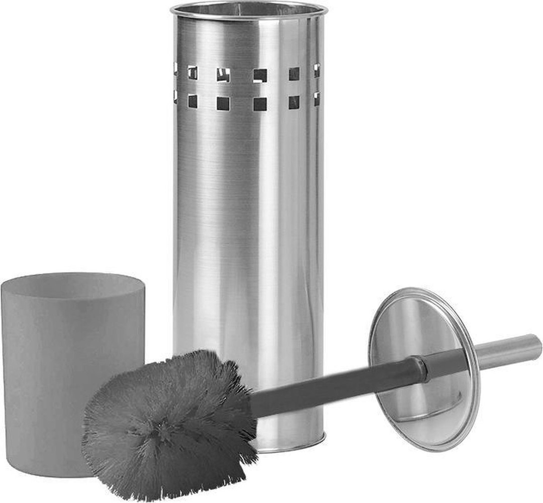 Merkloos Stainless Steel Toilet Brush Holder Premium 1x Stainless Steel Toilet Brush with Holder Set