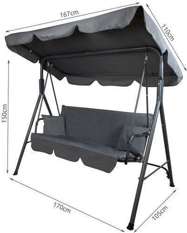 Swing with Sunshade 3 Seater Discountershop