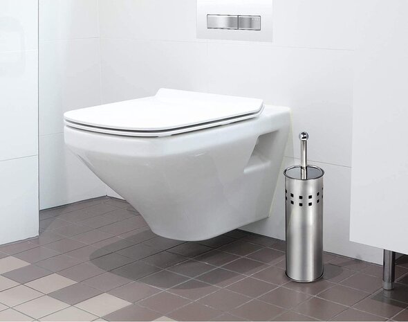 Discountershop 6 Stuks Toiletborstel RVS - Wcborstel Rvs - RVS Toiletborstel in houder - Toiletborstelhouder - Wc borstel - Toiletborstel - Zilver - RVS
