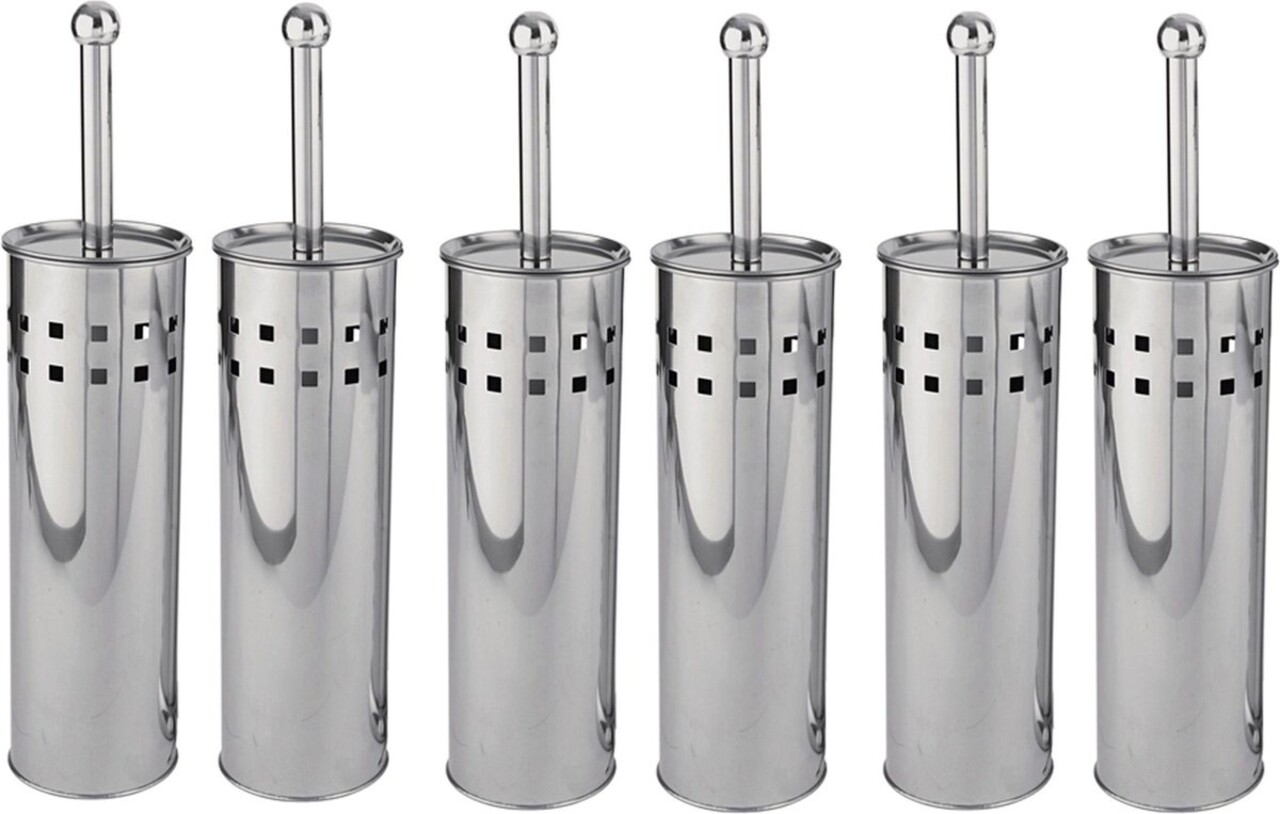 Discountershop 6 Pieces Toilet brush stainless steel - Toilet brush stainless steel - Stainless steel Toilet brush in holder - Toilet brush holder - Toilet brush - Toilet brush - Silver - Stainless steel Discountershop 6 Pieces Toilet brush stainless steel - Toilet brush stainless steel - Stainless steel Toilet brush in holder - Toilet brush holder - Toilet brush - Toilet brush - Silver - Stainless steel