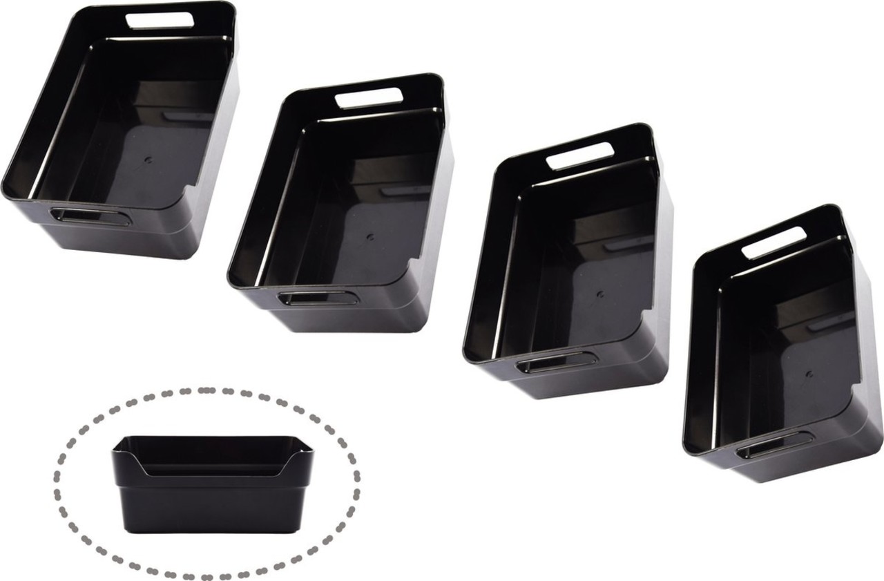 Discountershop 5x stuks Zwarte opbergboxen/opbergdozen/opbergmanden kunststof - 5 liter - opbergen manden/dozen/bakken - opbergers Discountershop 5x stuks Zwarte opbergboxen/opbergdozen/opbergmanden kunststof - 5 liter - opbergen manden/dozen/bakken - opbergers