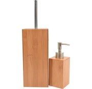 Merkloos Bamboo toilet brush with soap dispenser