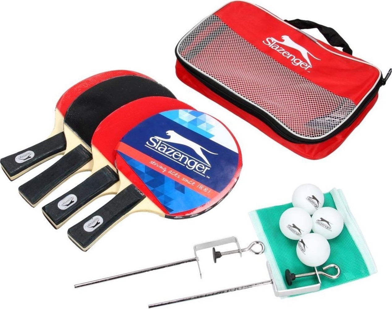 Slazenger Slazenger - table tennis set - 4 bats - with - 4 balls - storage bag Slazenger Slazenger - table tennis set - 4 bats - with - 4 balls - storage bag