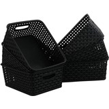 Merkloos 6x Mini Opbergmand | Opbergbakje |1,65 liter | Zwarte opberger 20 x 12 x 6 cm Rattan