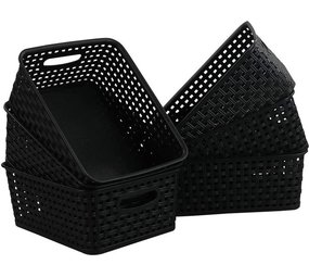 Merkloos 6x Mini Storage Basket | Storage tray |1.65 liters | Black storage container 20 x 12 x 6 cm Rattan Merkloos 6x Mini Storage Basket | Storage tray |1.65 liters | Black storage container 20 x 12 x 6 cm Rattan