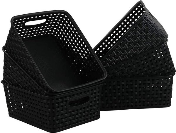 Merkloos 6x Mini Storage Basket | Storage tray |1.65 liters | Black storage container 20 x 12 x 6 cm Rattan Merkloos 6x Mini Storage Basket | Storage tray |1.65 liters | Black storage container 20 x 12 x 6 cm Rattan