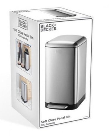 Black+Decker BLACK+DECKER pedal bin - 30L - stainless steel - soft close - separate inner bucket Black+Decker BLACK+DECKER pedal bin - 30L - stainless steel - soft close - separate inner bucket