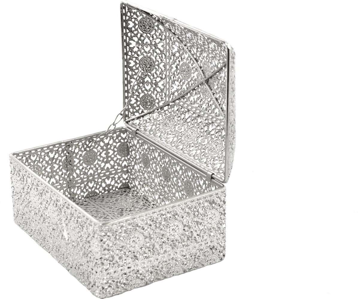 Discountershop Prachtig oosterse stijl |Juwelendoosje | bewaarblik | Juwelenkistje | Sieradenkistje | Kaarsenhouder | Sieradendoos metaal -18x14x12 Discountershop Prachtig oosterse stijl |Juwelendoosje | bewaarblik | Juwelenkistje | Sieradenkistje | Kaarsenhouder | Sieradendoos metaal -18x14x12
