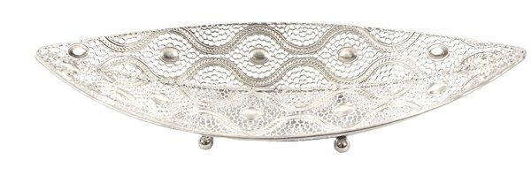 Discountershop Oriental Style Scale Sheet | Decoration bowl leaf | Metal sheet | decoration bowl- 42X16cm Silver Discountershop Oriental Style Scale Sheet | Decoration bowl leaf | Metal sheet | decoration bowl- 42X16cm Silver