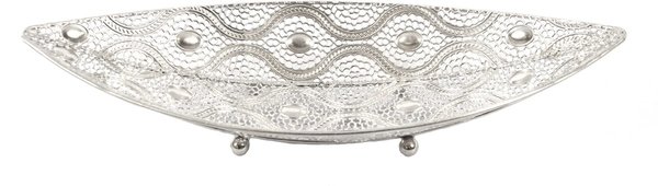 Discountershop Oosterse stijl Schaal blad | Decoratie schaal blad | Metalen blad | decoratie schaal- 42X16cm Zilver