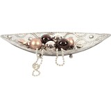 Discountershop Oriental Style Scale Sheet | Decoration bowl leaf | Metal sheet | decoration bowl- 42X16cm Silver