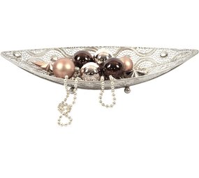 Discountershop Oosterse stijl Schaal blad | Decoratie schaal blad | Metalen blad | decoratie schaal- 42X16cm Zilver Discountershop Oosterse stijl Schaal blad | Decoratie schaal blad | Metalen blad | decoratie schaal- 42X16cm Zilver