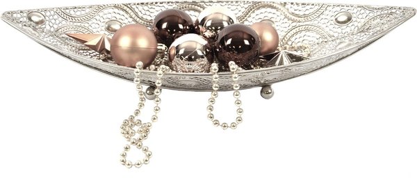 Discountershop Oosterse stijl Schaal blad | Decoratie schaal blad | Metalen blad | decoratie schaal- 42X16cm Zilver