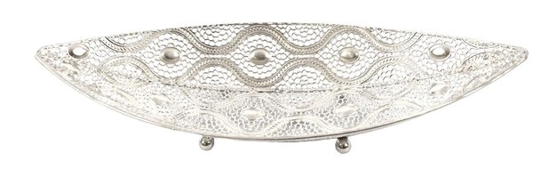 Discountershop Set of 3 Oriental Style Scale Leaf | Decoration bowl leaf | Metal sheet | decoration bowl - 42X16cm Silver Discountershop Set of 3 Oriental Style Scale Leaf | Decoration bowl leaf | Metal sheet | decoration bowl - 42X16cm Silver