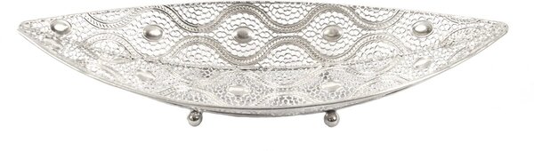 Discountershop Set of 3 Oriental Style Scale Leaf | Decoration bowl leaf | Metal sheet | decoration bowl - 42X16cm Silver Discountershop Set of 3 Oriental Style Scale Leaf | Decoration bowl leaf | Metal sheet | decoration bowl - 42X16cm Silver