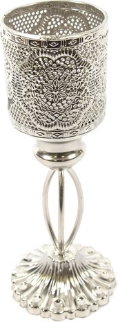 Discountershop Oriental Lantern | Metal Candle Holder Silver | 27cm | Tea light holder | Candle holder Discountershop Oriental Lantern | Metal Candle Holder Silver | 27cm | Tea light holder | Candle holder