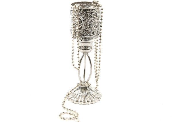 Discountershop Oriental Lantern | Metal Candle Holder Silver | 27cm | Tea light holder | Candle holder Discountershop Oriental Lantern | Metal Candle Holder Silver | 27cm | Tea light holder | Candle holder