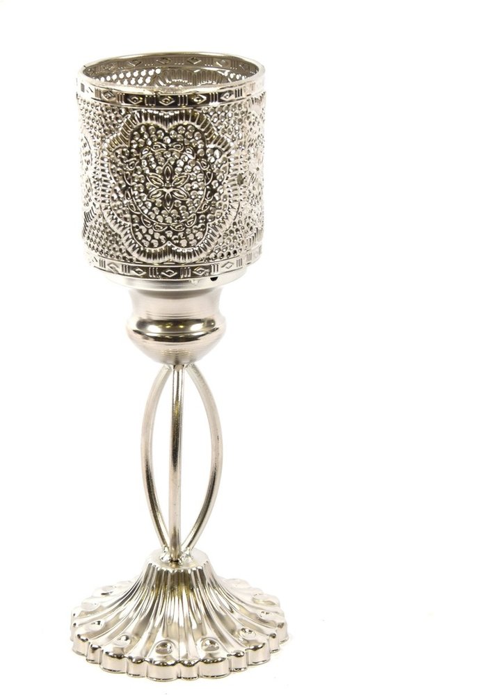 Discountershop Oriental Lantern | Metal Candle Holder Silver | 27cm | Tea light holder | Candle holder Discountershop Oriental Lantern | Metal Candle Holder Silver | 27cm | Tea light holder | Candle holder