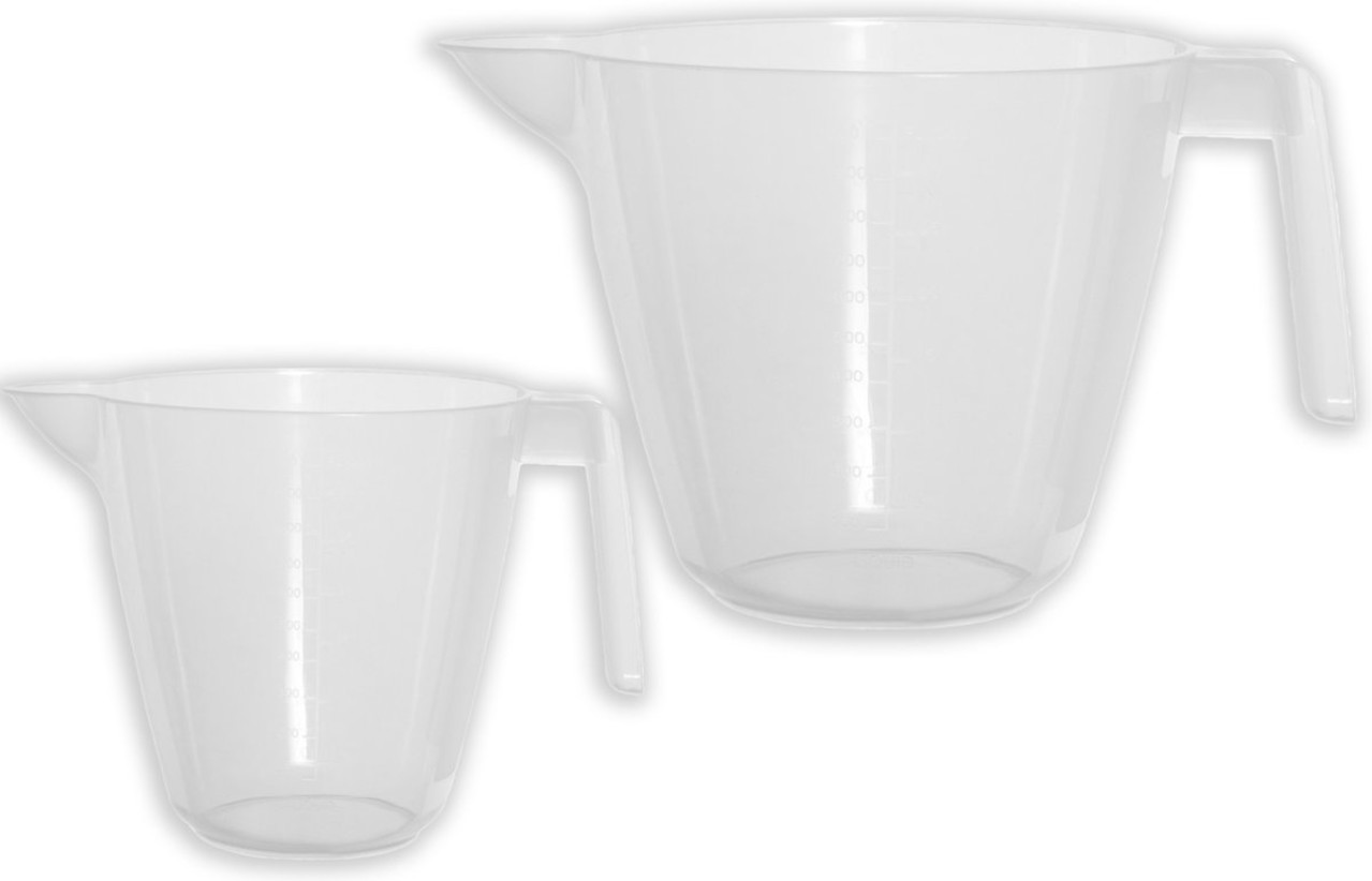 Discountershop Measuring cup 2 pieces 1000 ml and 2000 ml - Measuring cups - Measuring jug set- Measuring cup set - Flour - Sugar Measuring jug | Measuring jug | Grams and Liters / ml
