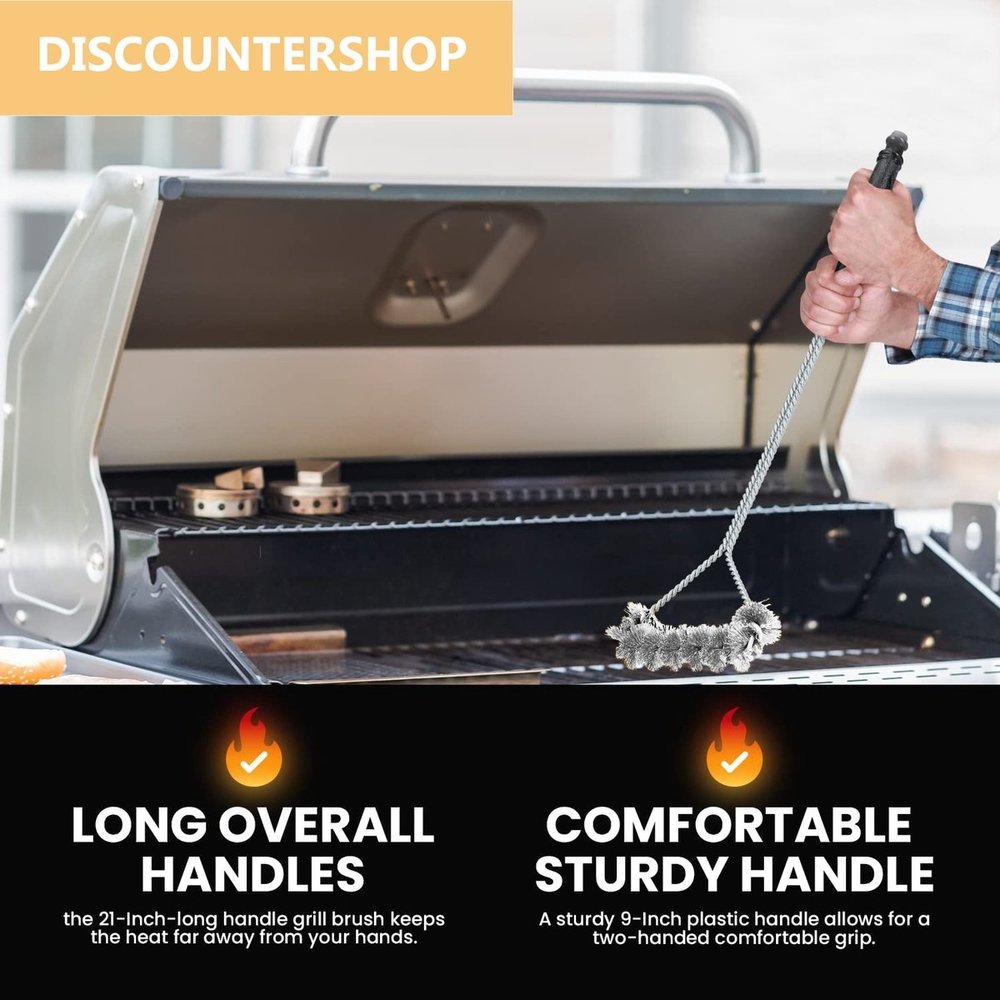 Discountershop Duurzame RVS BBQ Borstel | BBQ Reiniger | Barbecue Borstel 50cm | BBQ Brush | BBQ Schoonmaakborstel | BBQ | Reinigingsborstel | Rooster Reiniger | Staalborstel | Extra Sterk Discountershop Duurzame RVS BBQ Borstel | BBQ Reiniger | Barbecue Borstel 50cm | BBQ Brush | BBQ Schoonmaakborstel | BBQ | Reinigingsborstel | Rooster Reiniger | Staalborstel | Extra Sterk