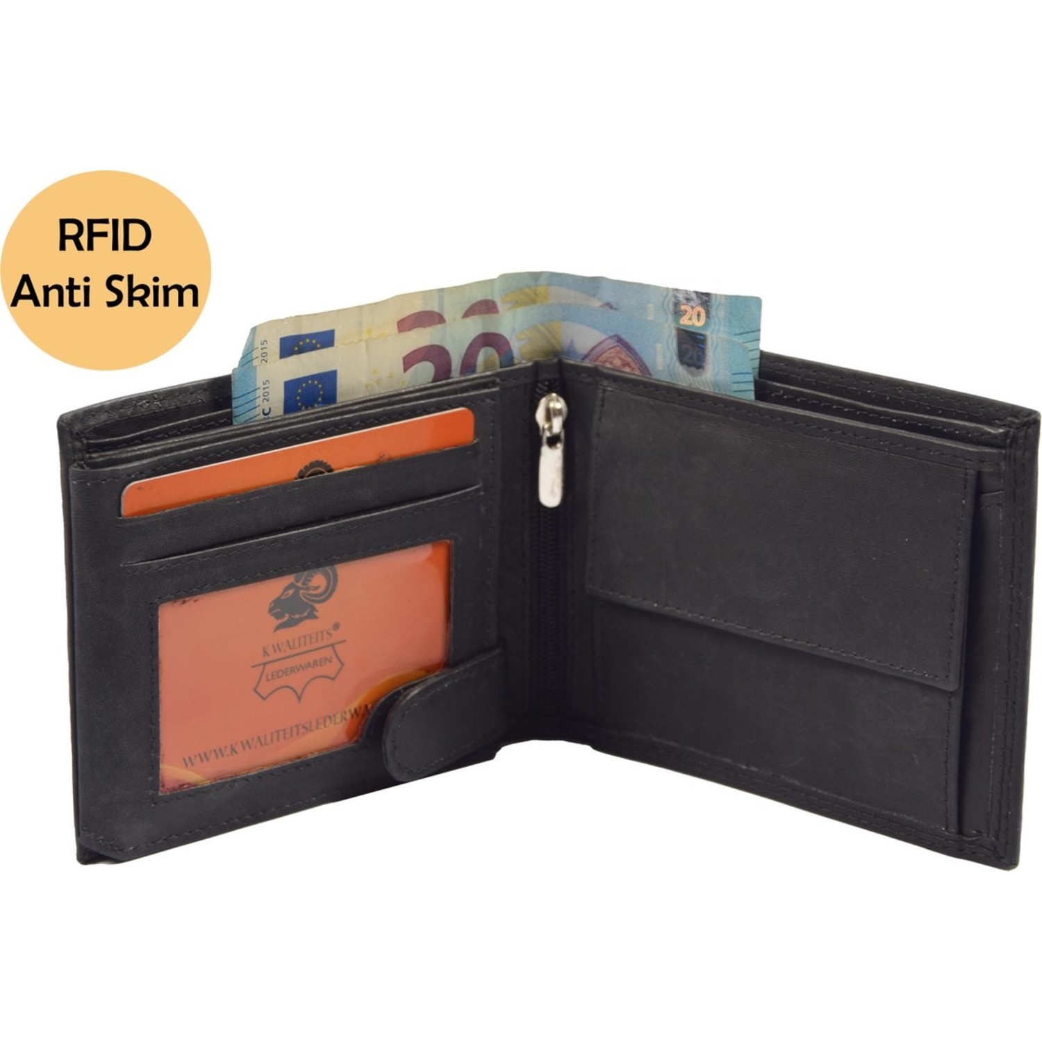 Gelijkenis het doel Diploma Portemonnee heren - portemonnee dames - betaalbare Portefeuille van echt  Leer -duurzaam ruim en veilig | Anti Skim | 10 pasjes -zwart -liggend model  billfold Unisex - Heren portemonnee - Discountershop.nl